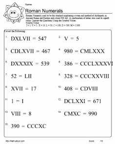 Roman Numerals Worksheet Pdf Unique Gain Practice Using Roman Numerals with these Worksheets