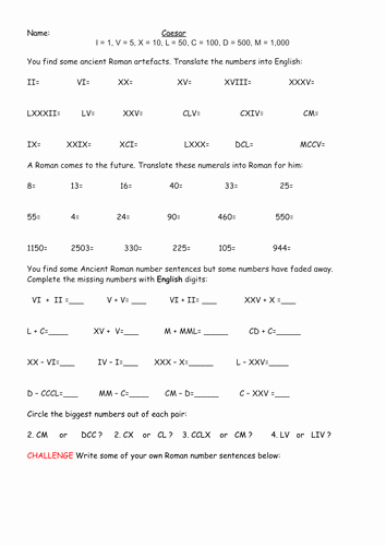 Roman Numerals Worksheet Pdf Unique Roman Numerals Presentation 3 Differentiated Worksheets