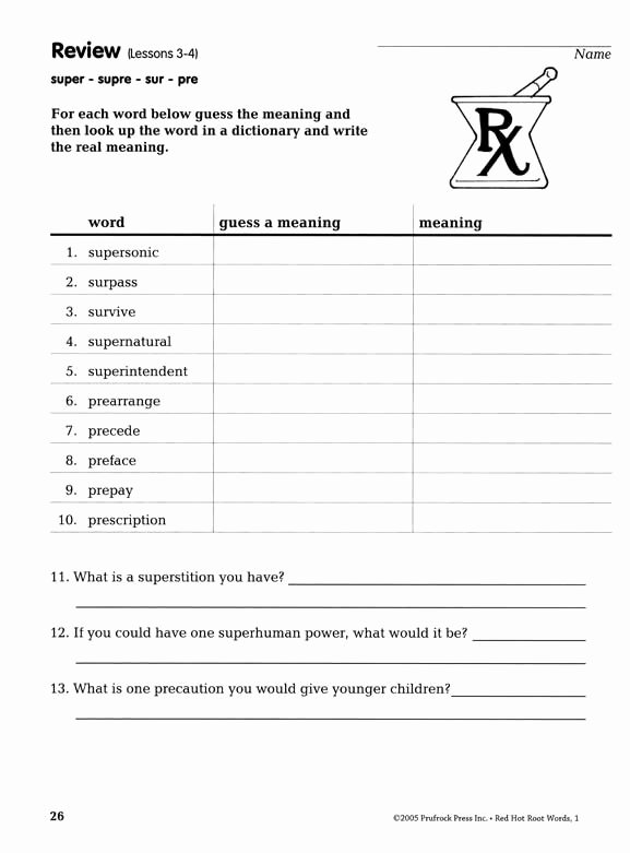 50 Root Words Worksheet Pdf