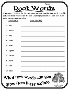 Root Words Worksheet Pdf Inspirational All Root Words Worksheet Root Words Prefixes and