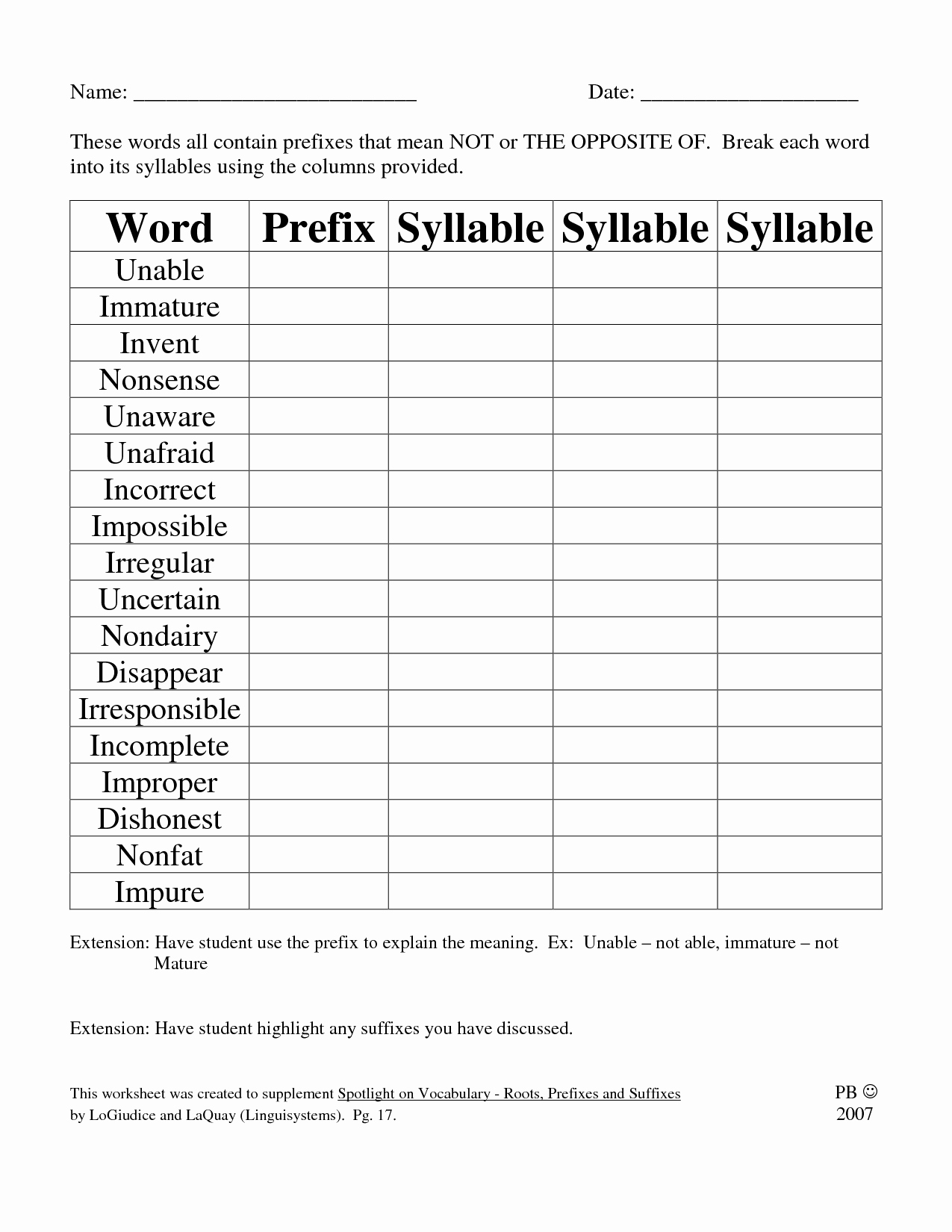 50 Root Words Worksheet Pdf