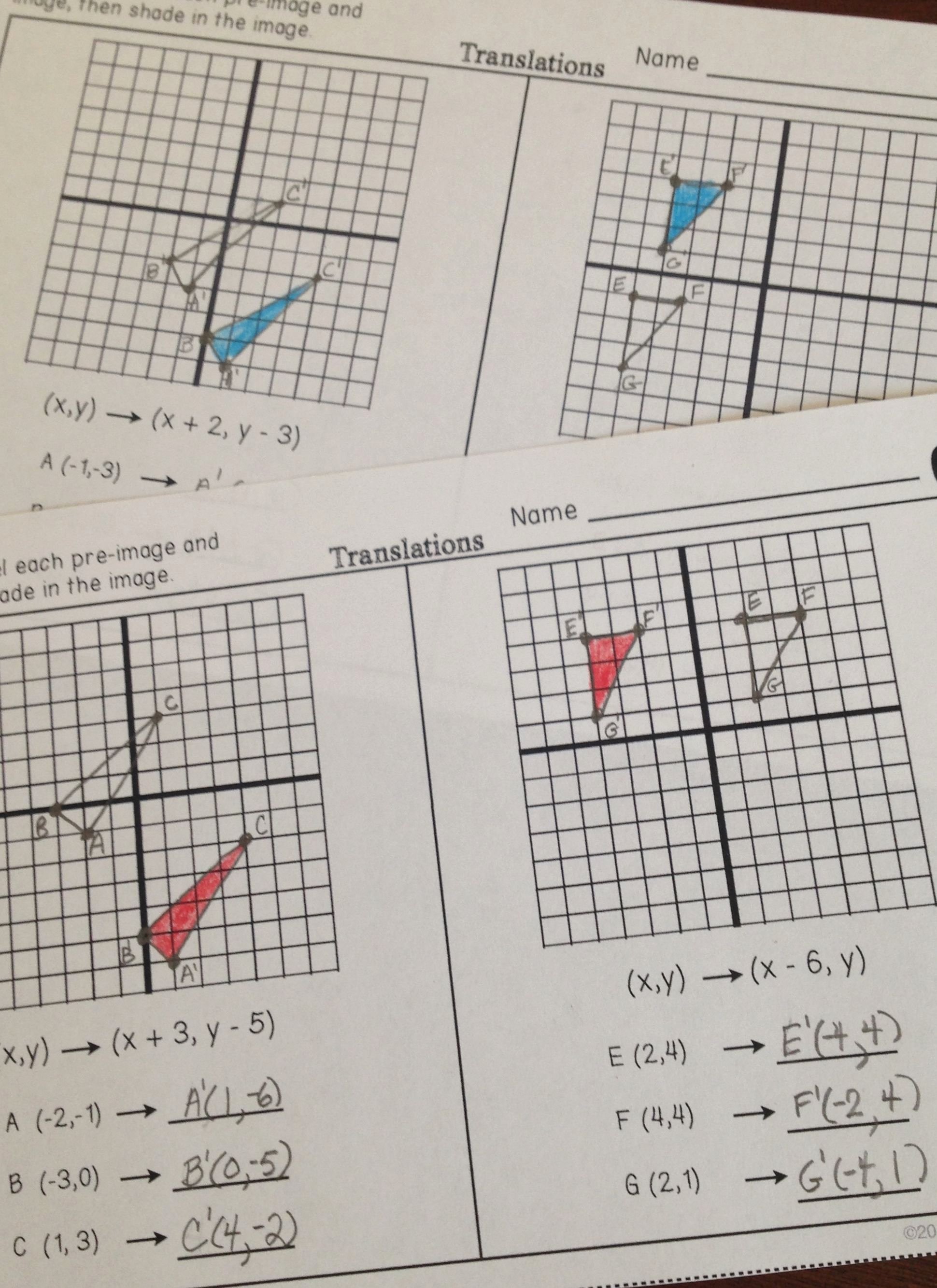 Rotations Worksheet 8th Grade Unique Transformations Partner Practice Worksheets