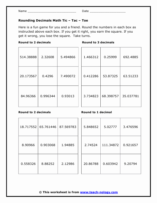 50 Rounding Decimals Worksheet 5th Grade