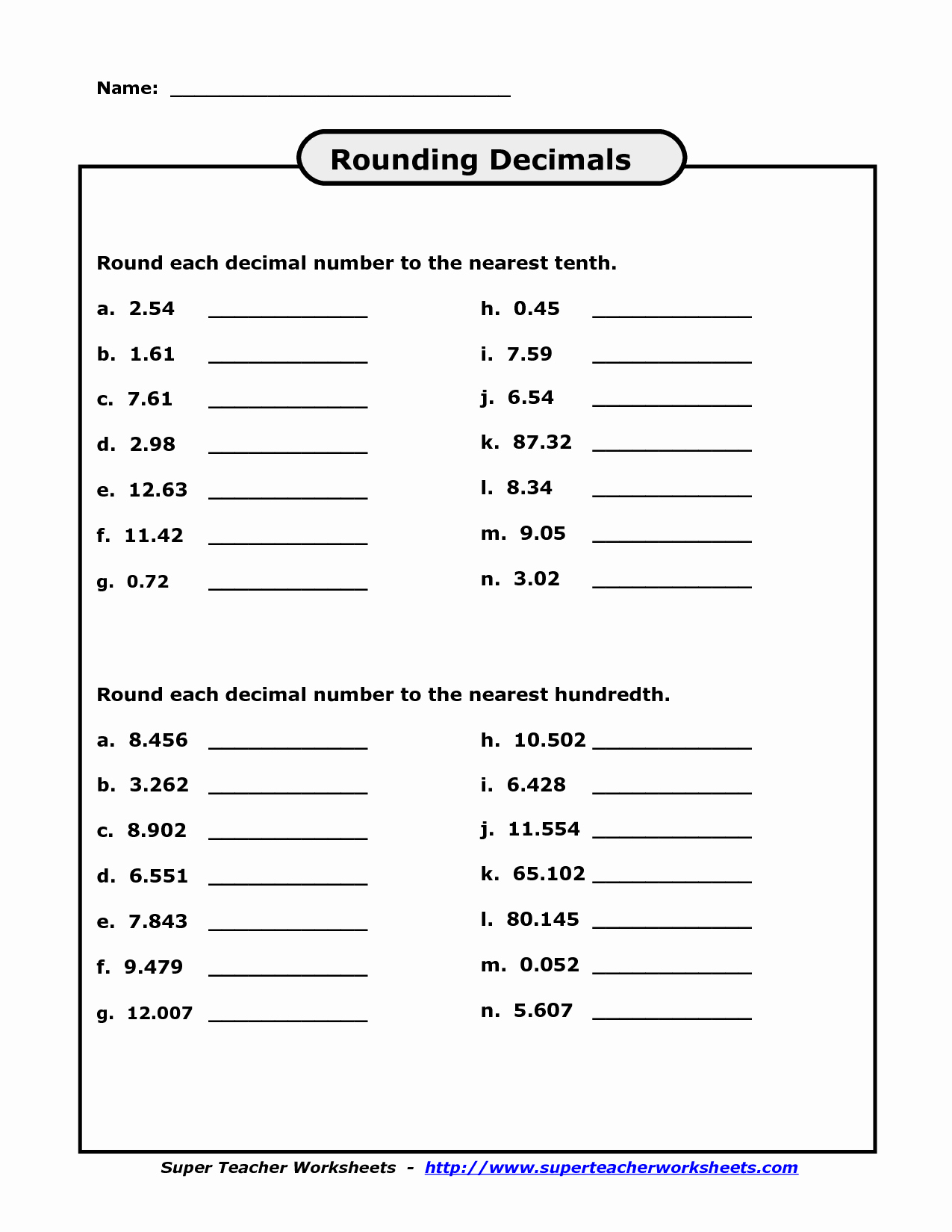 Rounding Decimals Worksheet 5th Grade Unique 5th Grade Math Worksheets Printable Hundreds Board 5th