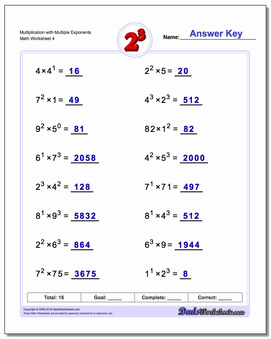 50 Rules Of Exponents Worksheet Pdf 