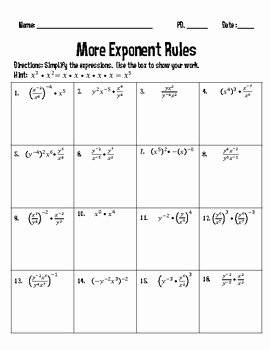 Rules Of Exponents Worksheet Pdf Inspirational More Exponent Rules Worksheet and Puzzle Fall theme