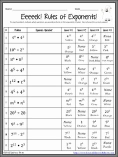 Rules Of Exponents Worksheet Pdf Luxury Algebra 1 Unit 7 Exponent Rules Worksheet 2 Simplify Each