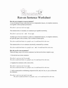 Run On Sentence Worksheet Best Of Run On Sentence Worksheets Quiz and Answer Keys by Laura