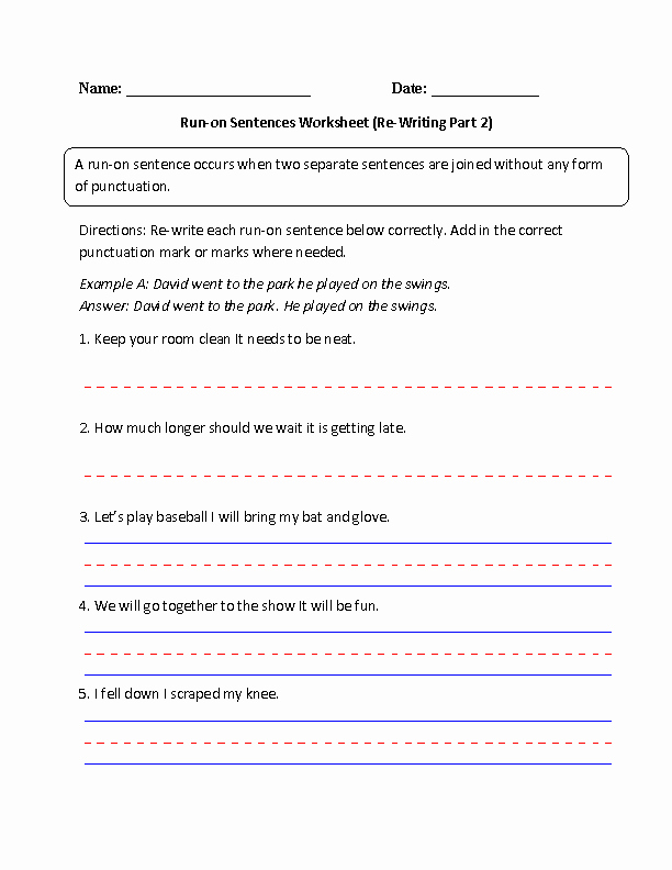 Run On Sentence Worksheet Best Of Sentences Worksheets