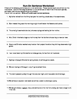 Run On Sentence Worksheet Pdf Awesome Run Sentences Worksheet by Family 2 Family Learning