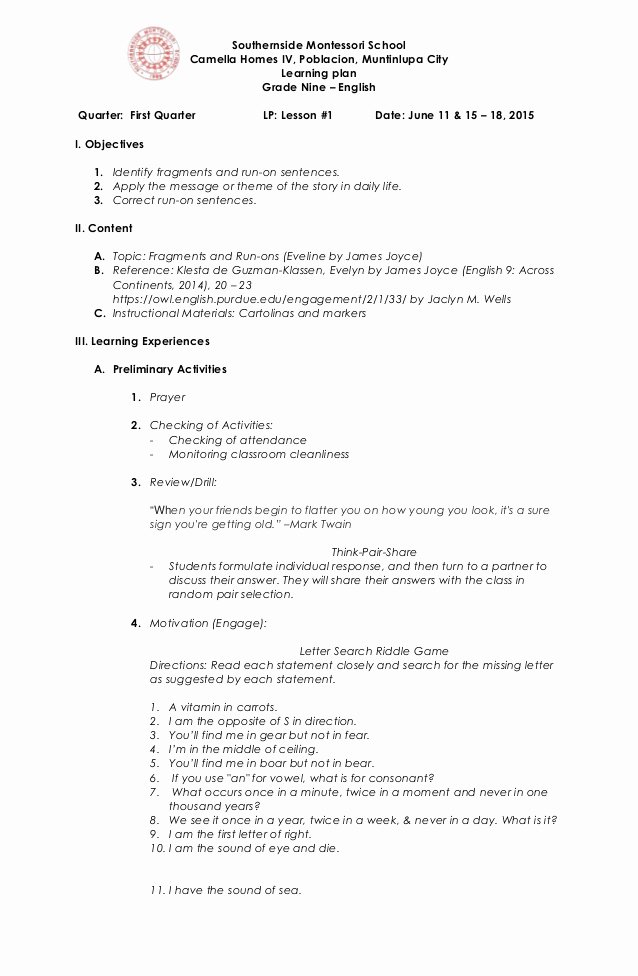 Run On Sentence Worksheet Pdf With Answers