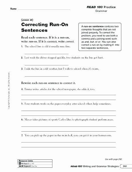 Run On Sentence Worksheet Pdf Unique Plete Sentence Worksheets – Devopstraining