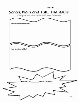 Sarah Plain and Tall Worksheet Lovely Sarah Plain and Tall Pare Contrast Book and Movie by