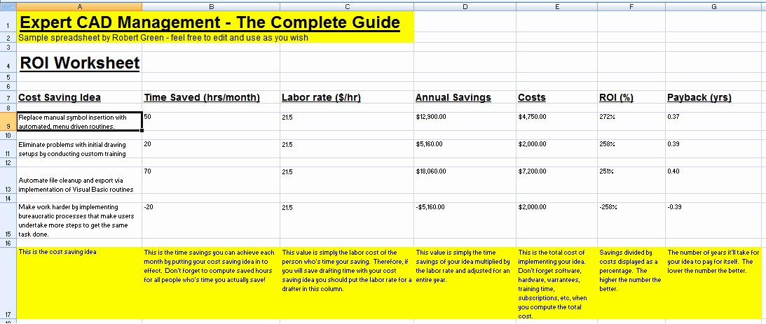 Saving and Investing Worksheet Unique Cad Roi Worksheet