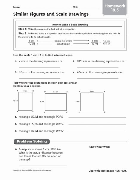 Scale Drawings Worksheet 7th Grade Lovely Similar Figures and Scale Drawings Homework Worksheet for