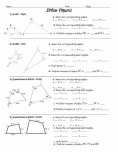 Scale Factor Worksheet 7th Grade Awesome Similar Figures Practice Worksheet Algebra 1