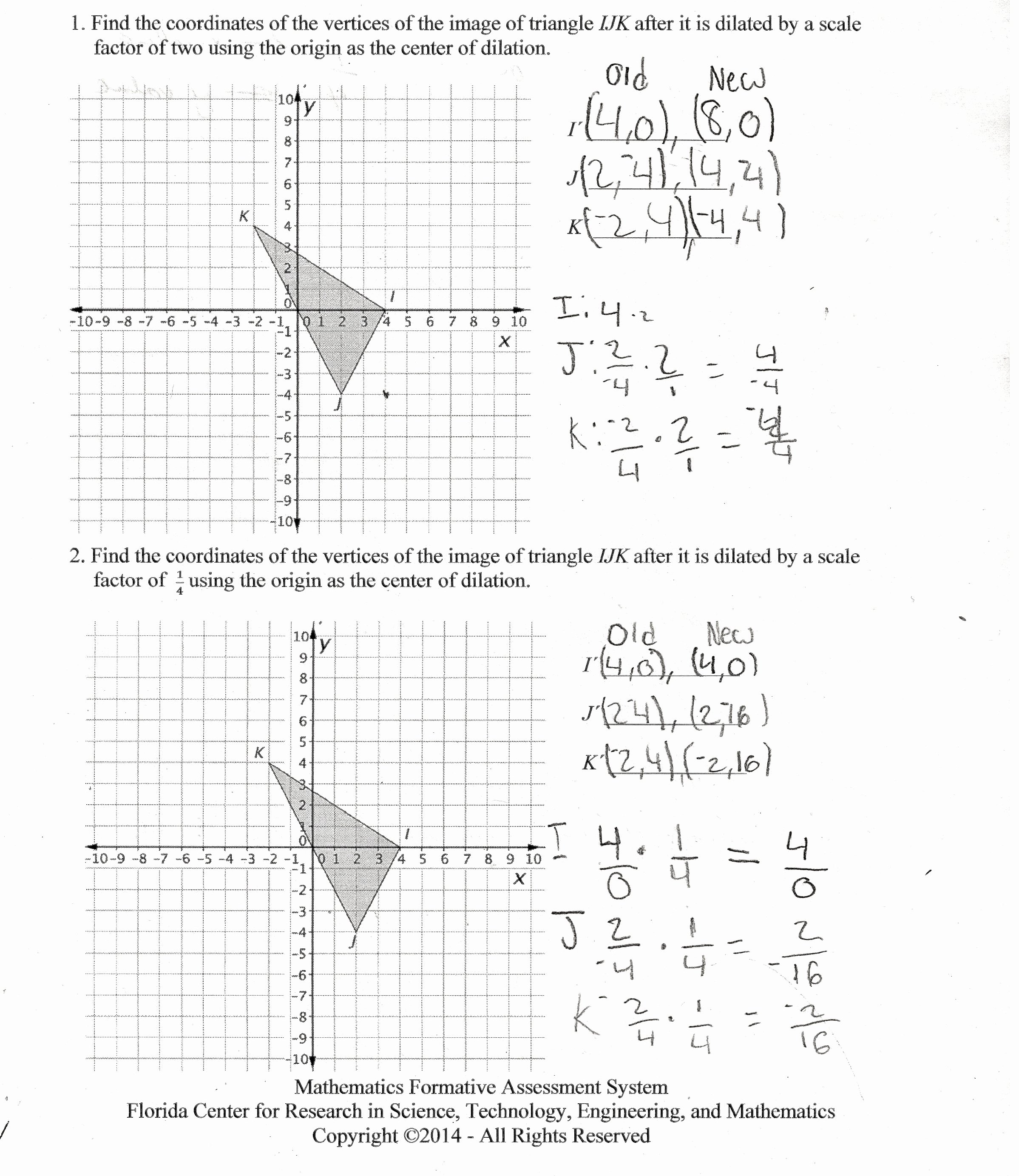 Scale Factor Worksheet with Answers Unique Dilation Coordinates