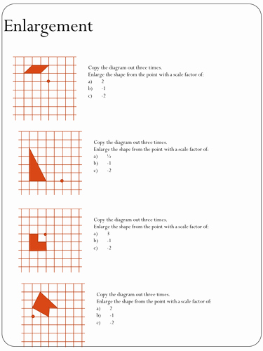 Scale Factor Worksheet with Answers Unique Enlargement Worksheet Negative Scale Factors by
