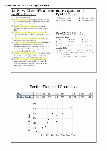 Scatter Plot Correlation Worksheet Elegant Scatter Plot Worksheet for Questions 1 3 A Identify the