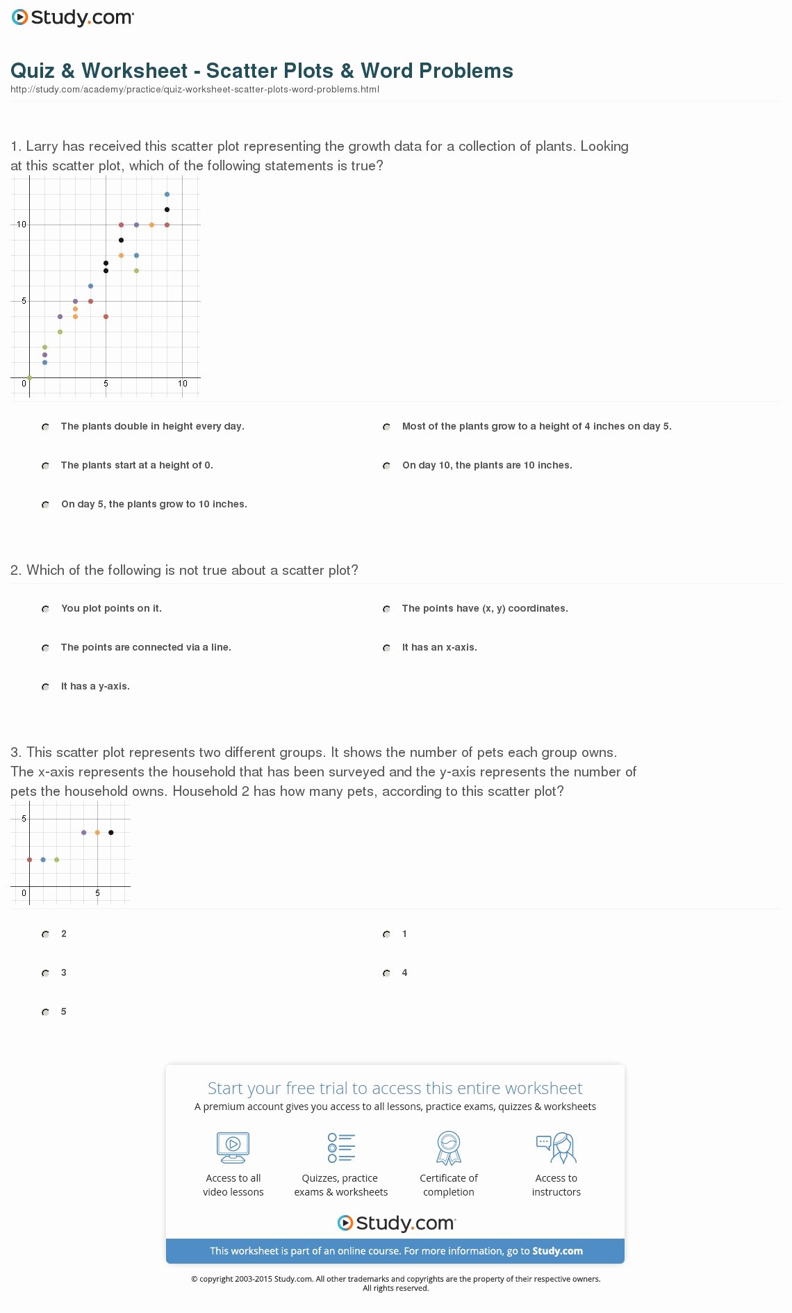 Scatter Plot Practice Worksheet Elegant Quiz &amp; Worksheet Scatter Plots &amp; Word Problems