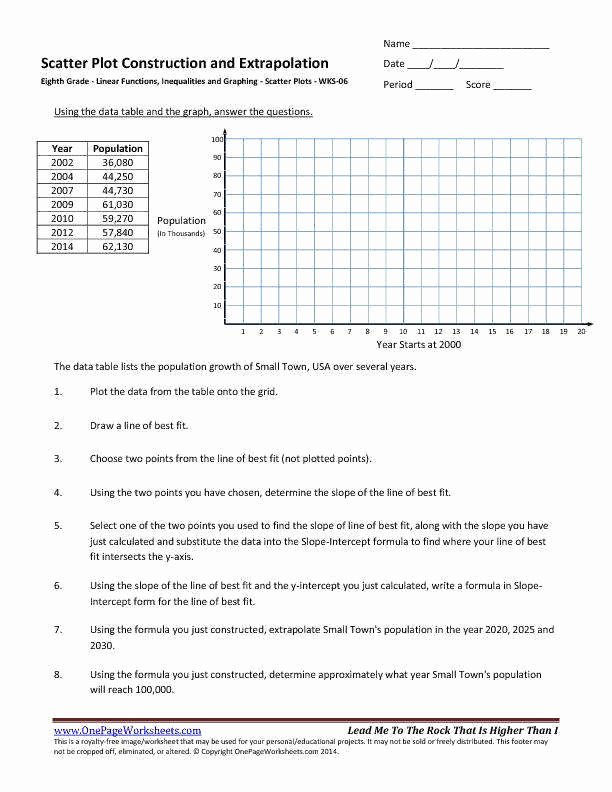50 Scatter Plot Worksheet 8th Grade