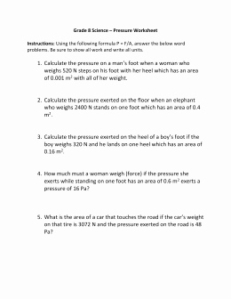 Science 8 Density Calculations Worksheet Best Of Pressure Problems Worksheet