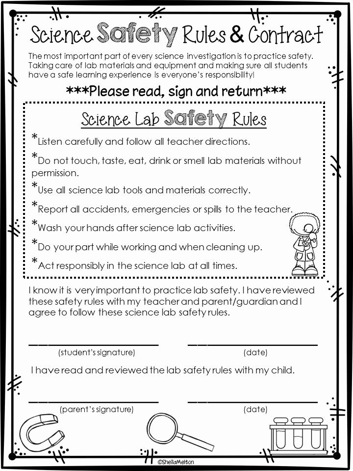 Science Lab Safety Worksheet Elegant Science Lab Safety Contract Freebie