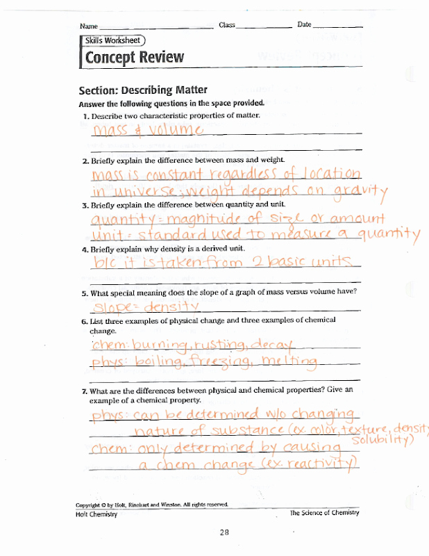 Science Skills Worksheet Answer Key Beautiful Concept Review Key Pdf