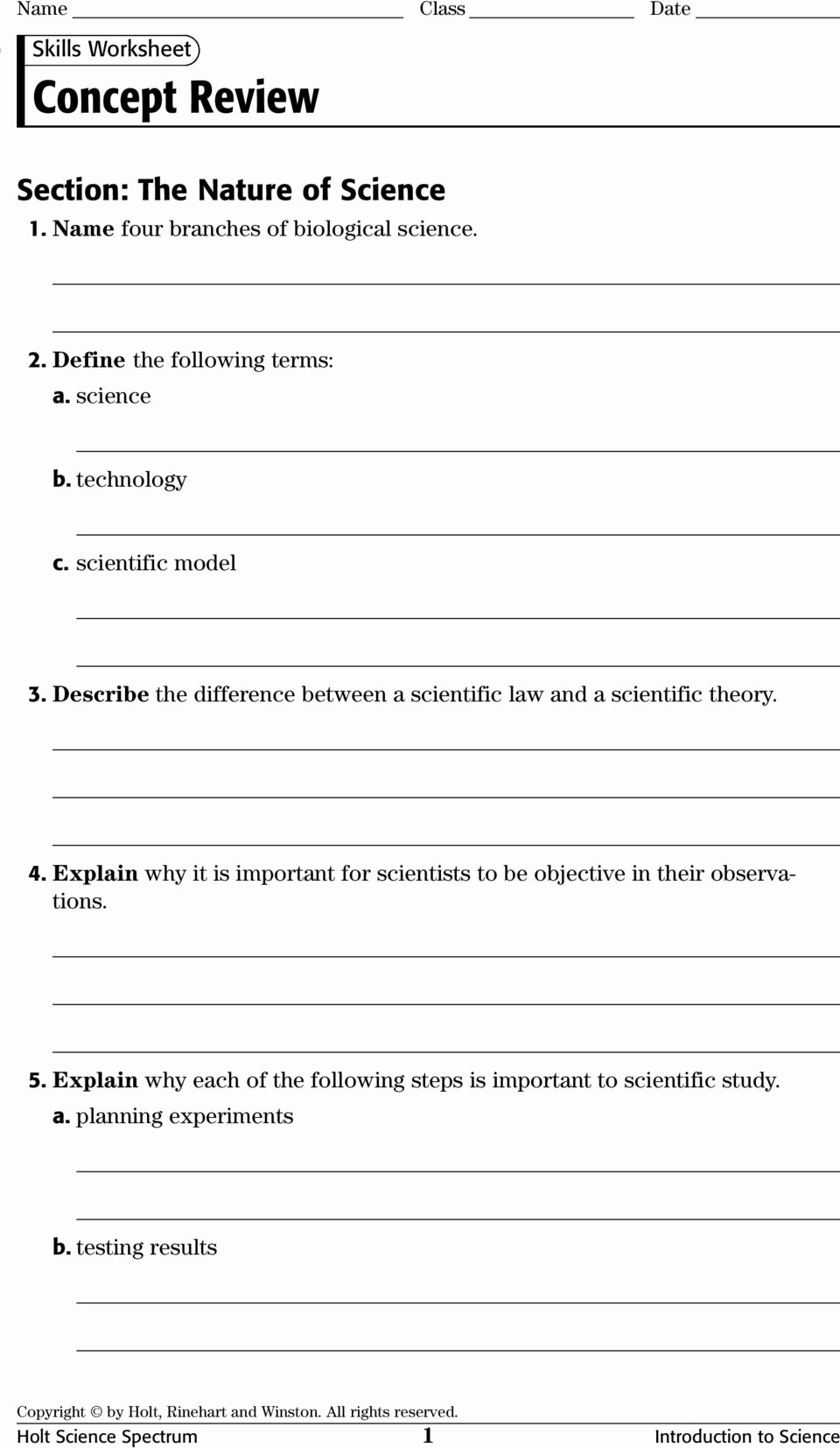 50 Science Skills Worksheet Answer Key