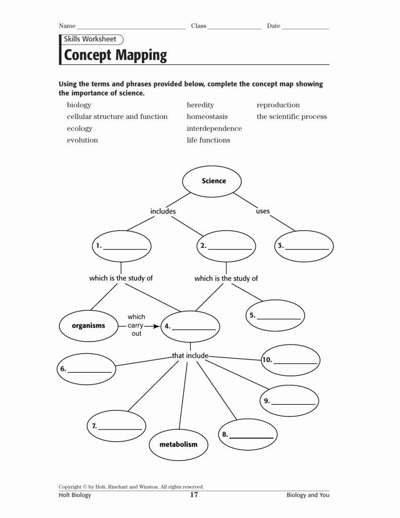 Science Skills Worksheet Answer Key New Concept Mapping
