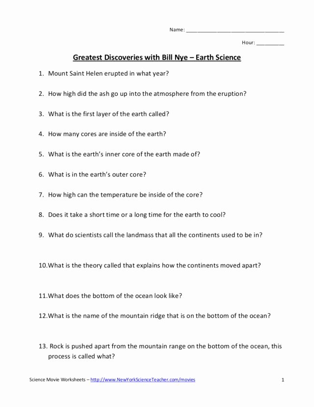 Science World Worksheet Answers Elegant Greatest Discoveries with Bill Nye Earth Science