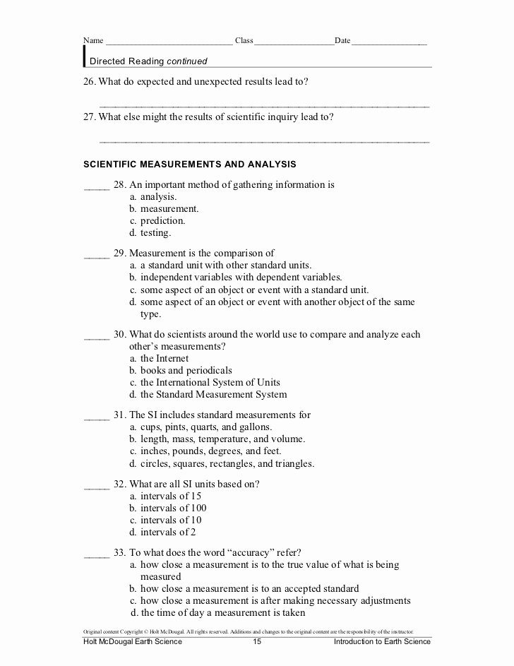 Science World Worksheet Answers Fresh Printables Holt Science and Technology Worksheets