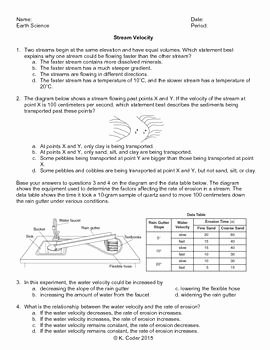 Science World Worksheet Answers Fresh Worksheet Stream Velocity with Answers Explained