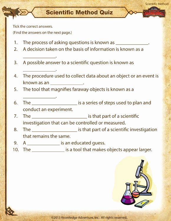 Scientific Method Practice Worksheet Beautiful Scientific Method Quiz Printable Scientific Method