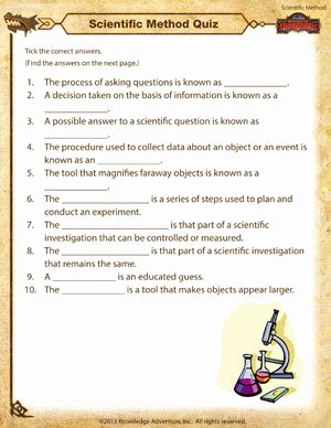 Scientific Method Practice Worksheet New Scientific Method Quiz Science Resources for Kids