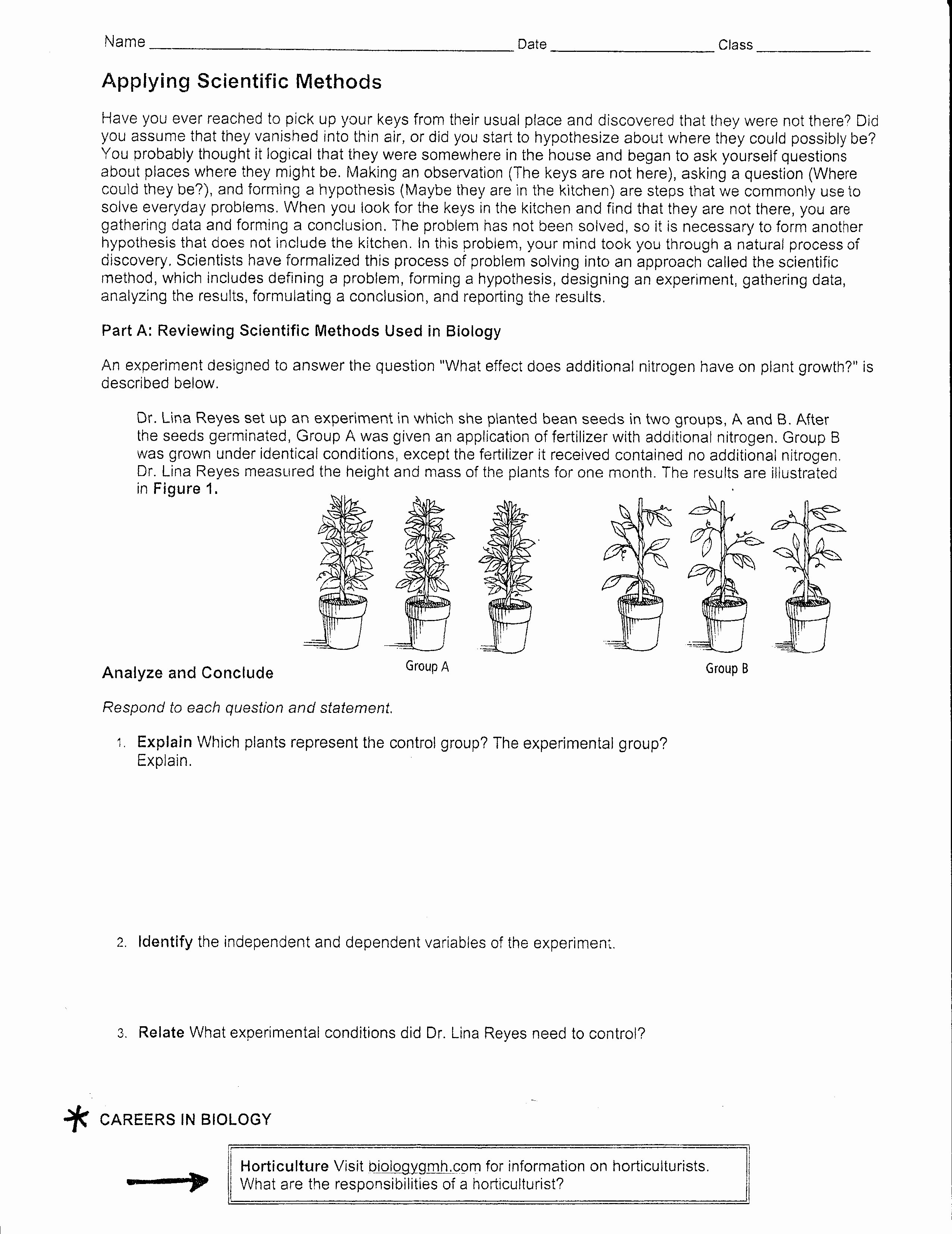 Scientific Method Review Worksheet Luxury Biology 1