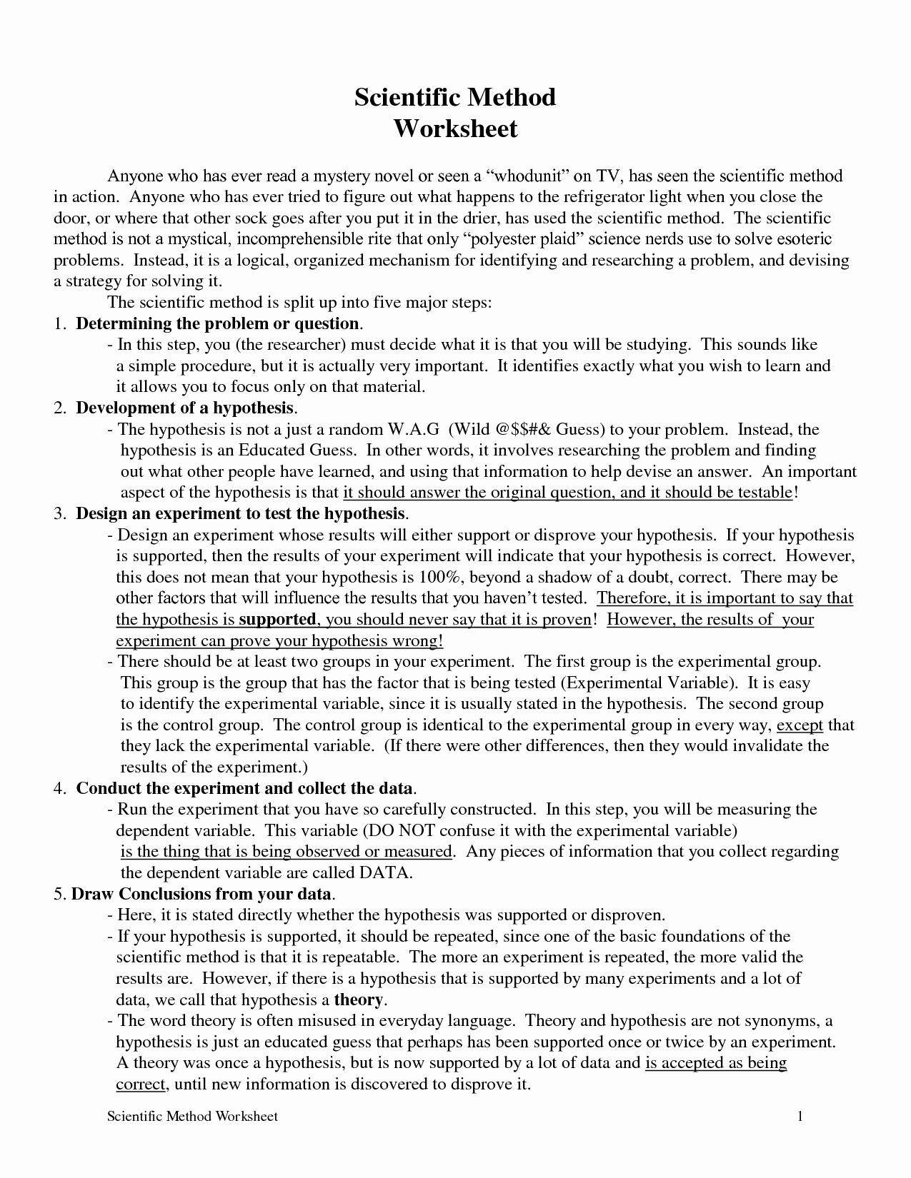 Scientific Method Worksheet 4th Grade Inspirational 17 Best Of Middle School Science Worksheets Pdf