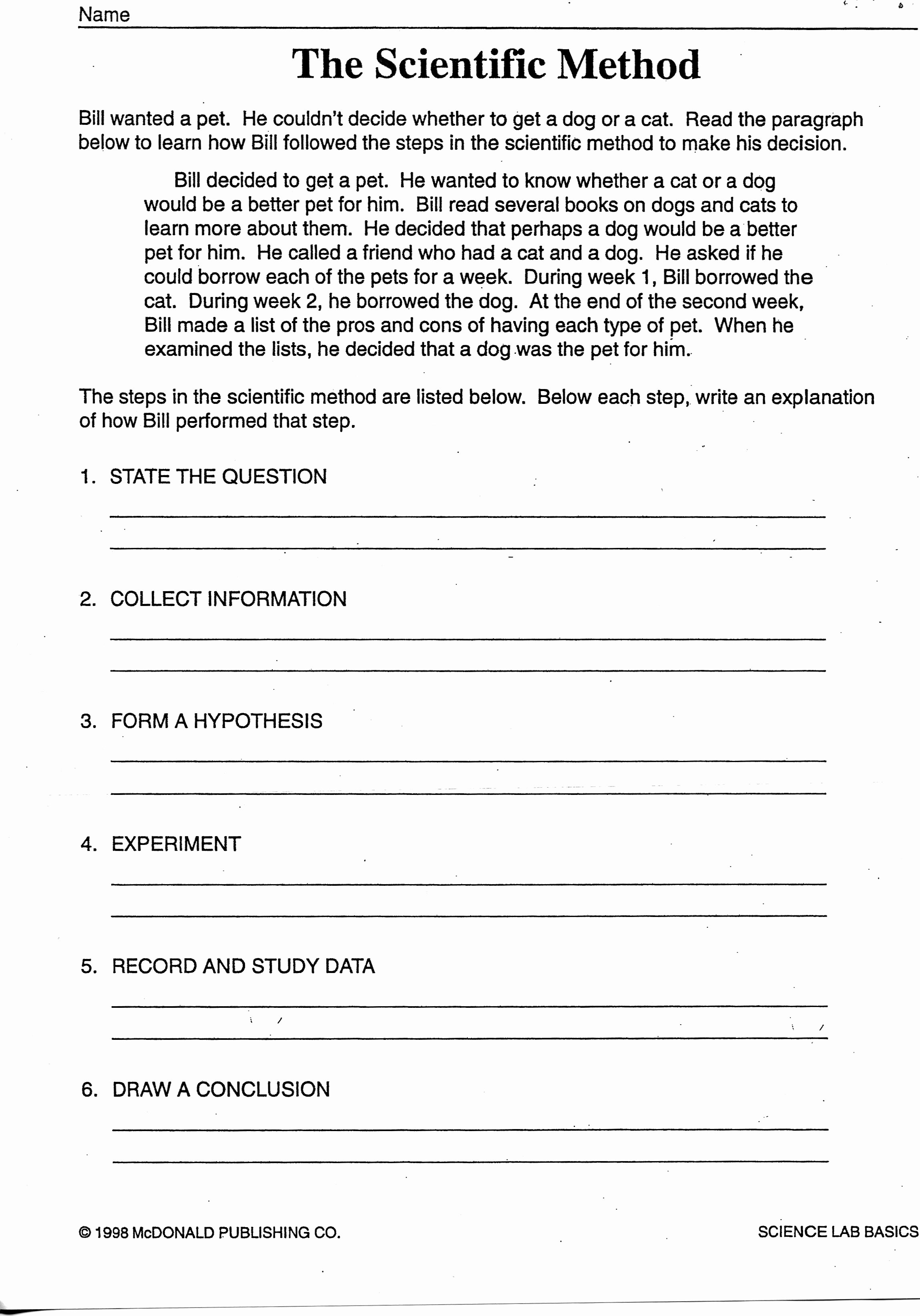 Scientific Method Worksheet 4th Grade Luxury 11 Best Of Scientific Method Worksheets for 6th