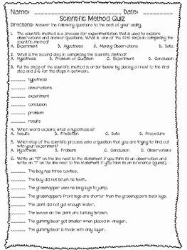 Scientific Method Worksheet 5th Grade Elegant Scientific Method Test or Quiz Free