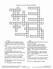 Scientific Method Worksheet 5th Grade Unique Crossword Scientific Method and Matter Worksheet for 5th