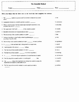 Scientific Method Worksheet Answer Key Awesome Scientific Method Matching Worksheet Quiz with Key by
