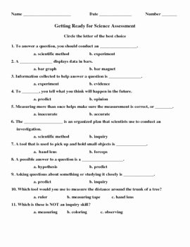 Scientific Method Worksheet Answer Key Unique 3rd Grade Scientific Method Inquiry Skills Test and Answer