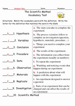 Scientific Method Worksheet Answers Best Of Scientific Method Vocabulary Test by More Than A Worksheet