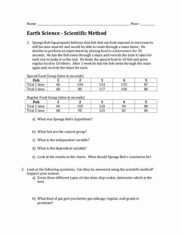 Scientific Method Worksheet Answers Elegant Scientific Method Worksheet Answers