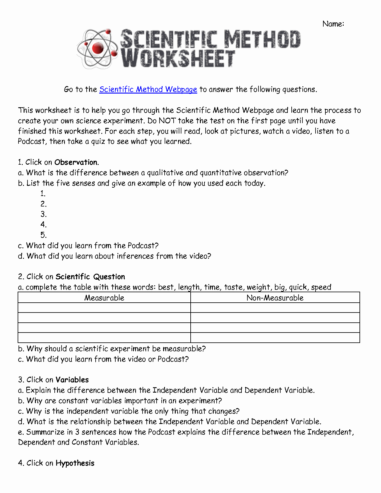 Scientific Method Worksheet Answers Luxury 52 Scientific Method Worksheet Answers Experimental