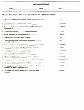 Scientific Method Worksheet High School Elegant Scientific Method Matching Worksheet Quiz with Key