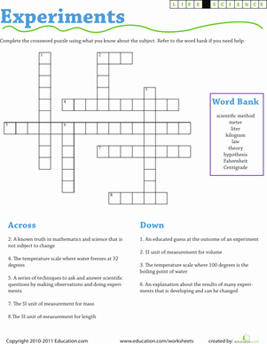 Scientific Method Worksheet Middle School Inspirational Science Experiment Vocabulary Crossword