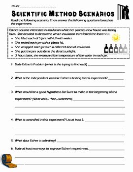 Scientific Method Worksheet Middle School Unique 4 Scientific Method Scenarios Review Concepts Steps
