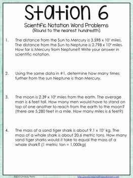 Scientific Notation Word Problems Worksheet Inspirational Scientific Notation Stations by Lindsay Perro