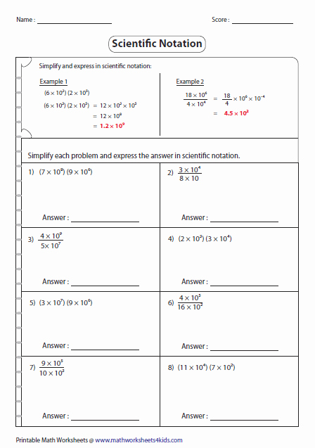 Scientific Notation Worksheet 8th Grade Awesome Scientific Notation Worksheets